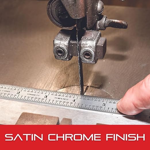 Starrett Full Flexible Steel Rule with Satin Chrome Finish, Quick Reading, and Inch Graduation - 34 Graduation, 11-3/4" Length, 0.4mm Thickness - C334-300