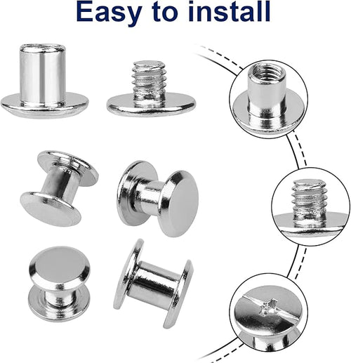 100 Sets Chicago Screws for Leather Crafting 7/20 Inch, 5 Colors of Rivets for Leather, Chicago Screws for DIY Leathercraft (Silver, Light Gold, Bronze, Antique Copper, GunMetel)