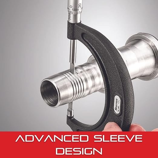 Starrett Outside Micrometer with Balanced Frame and Thimble, Satin Chrome Finish and Advanced Sleeve Design - Quick and Easy Adjustment, 1-2" Range, .0001" Graduations - T444.1XRL-2
