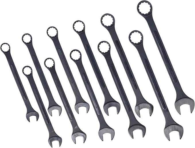 11PC Jumbo Combination Wrench Set, Metric, 34-50mm, Extra Large Wrenches | 34, 35, 36, 38, 40, 41, 42, 44, 46, 48, 50 mm sizes, Extra Large Combination Wrench Sets with Pouch (11PC-Metric)