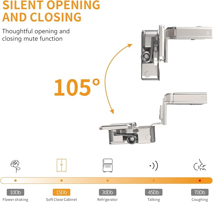 Chibery 4 Pack 1-1/4" 4D Concealed Hinges for Face Frame Door, Soft Close On/Off Switch, Self Closing, 105° Open Angle Concealed Stainless Steel Hinges for Framed Cabinet, Satin Nickel
