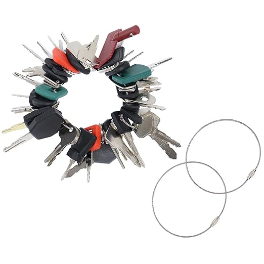 42 Heavy Construction Equipment Keys Set Compatible with CAT Caterpillar Bobcat JCB JD Case Kubota Volvo Komatsu John Deere Takeuchi Hyster Jlg Yanmar, Master Equipment Ignition Keys Set