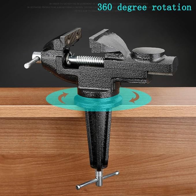 MYTEC Home Vise Universal Rotate 360° Work Clamp-On Vise, 3.2" black