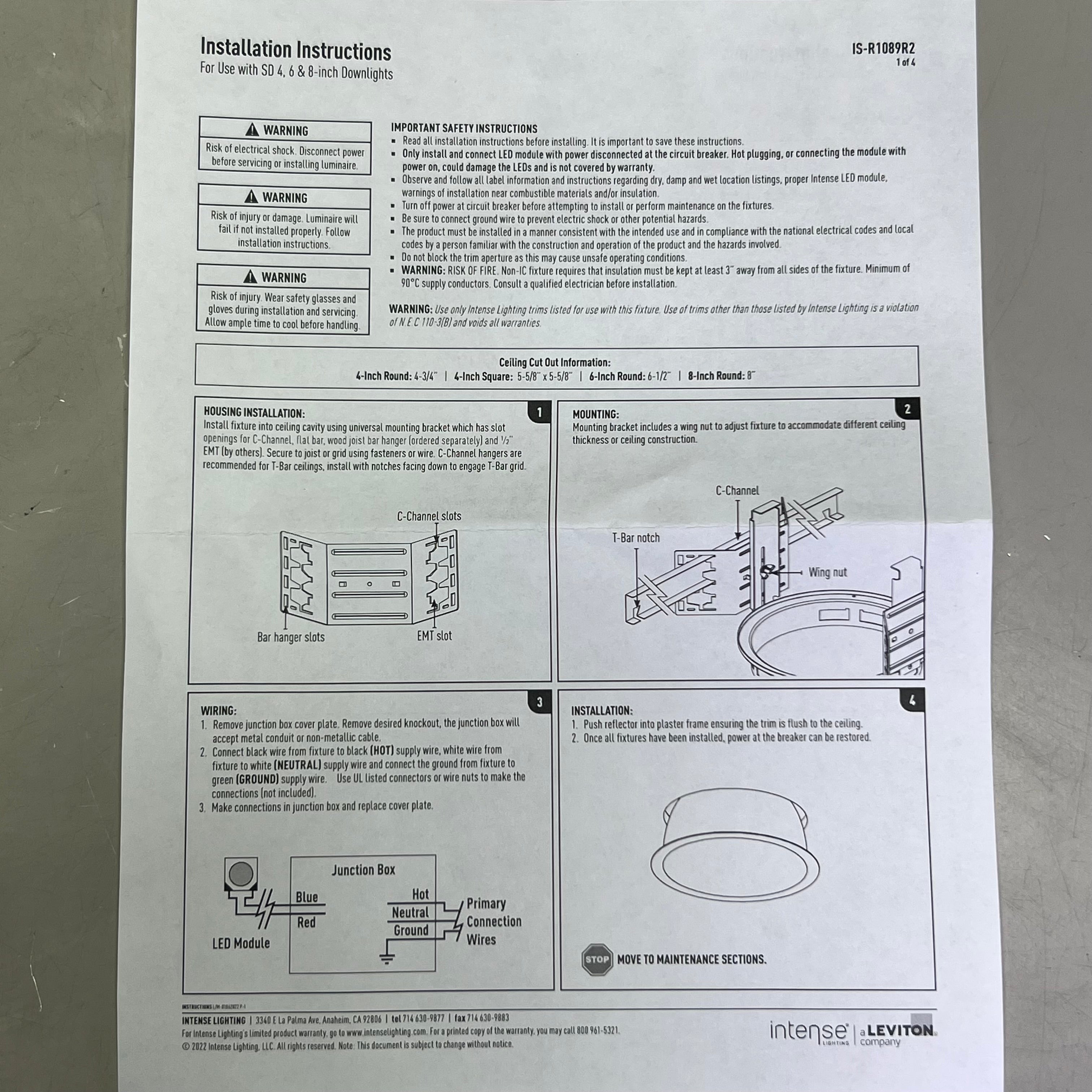 LEVITON Intense Gravity Downlight Lighting, Grey SD4DRL2359-D10127-WF