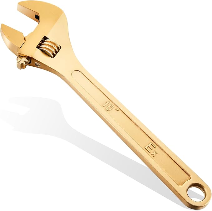 Hicarer 10 Inch Non-Sparking Adjustable Wrench, Aluminum Bronze Tool | Non-Magnetic, Oil & Gas Industry, Chemical Facilities, Hazardous Environments, Industrial Safety Applications