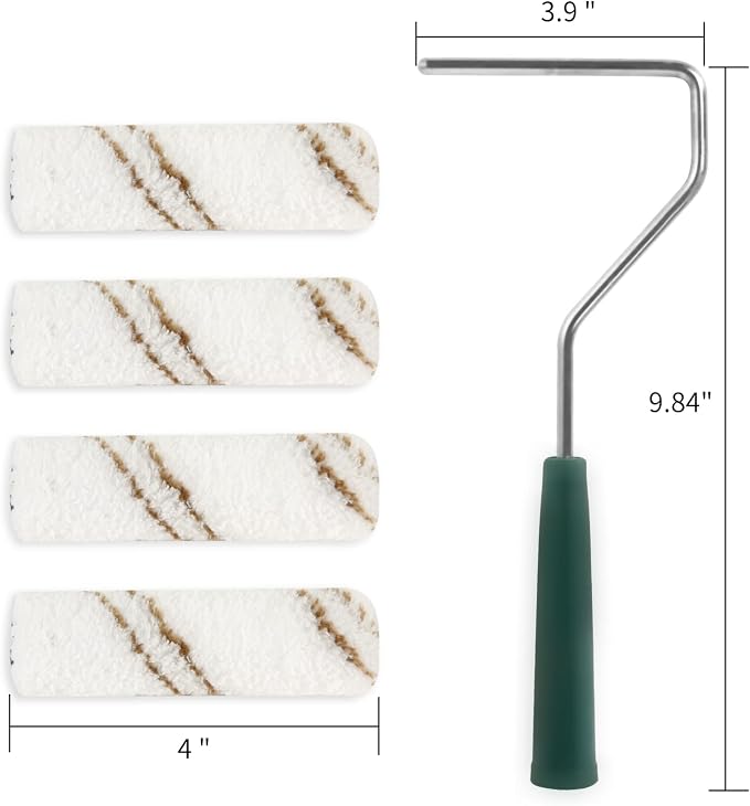 Mister Rui Microfiber Paint Roller Covers, 20 Pack 4 Inch Microfiber Roller Covers with Roller Frame, Mini Rollers for Painting, Small Roller Cover Use with All Paints and Stains