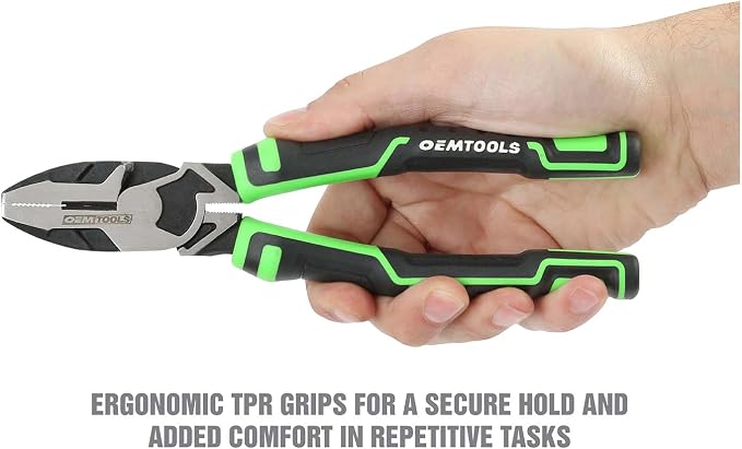 OEMTOOLS 22647 3 Piece Mechanics Pliers Set, For Cutting, Gripping, and Turning Tasks, Includes Diagonal, Linesman, and Groove Joint Pliers, Hardened Edges, Rust-Resistant Finish, TPR Grips