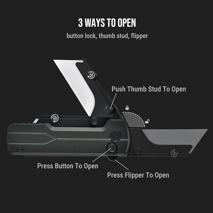 OKNIFE U1 Ultra Pocket Folding Utility Knife w/Ceramic Blade, Lightweight O-Aluminum Handle Button Lock EDC Box Cutter with Clip for Men Women (Stealth Grey)