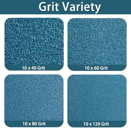 Tanzfrosch 1/2x18 Inch Belt Sander Sanding Belts Kit 40 Pcs (10 Each of 40/60/80/120 Grits), Zirconia Belt Sander Paper Sanding Belts for Wood, Metal, Cars, and Furniture, 40-Pack
