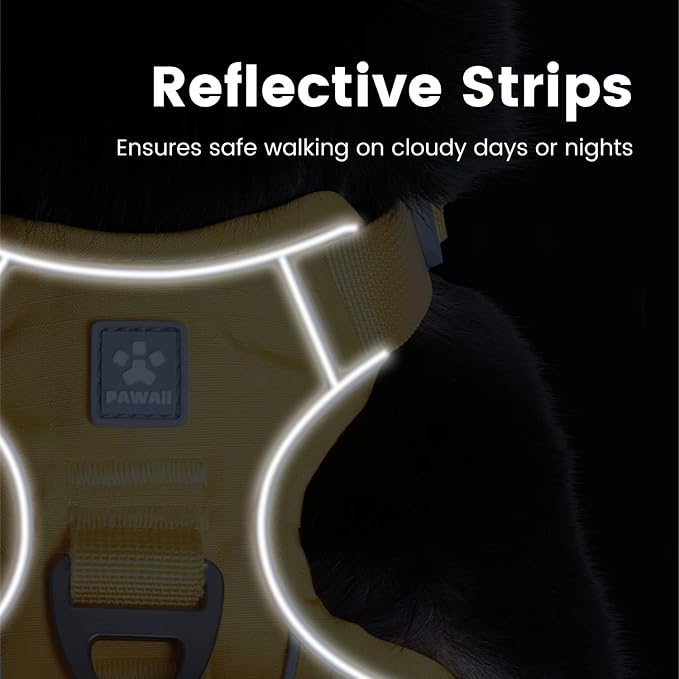 Pawaii No Pull Dog Harness with Pet ID Tag, Reflective Vest | Built for safer walks with a QR Pet ID Tag, front no pull clip, reflective trim, control handle and breathable mesh lining