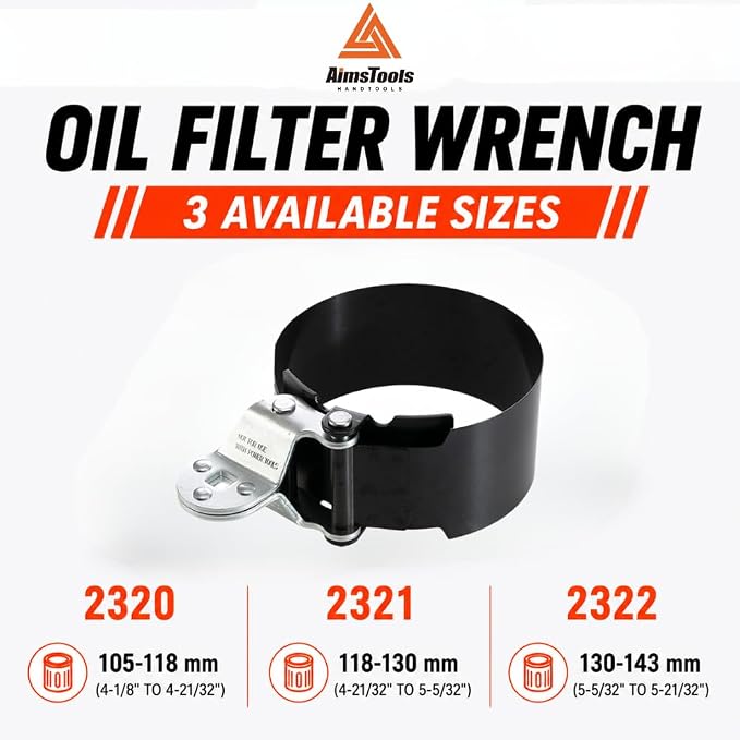Heavy Duty Oil Filter Wrench, 105-118mm for Trucks Cars RVs | 4-1/8 to 4-21/32 Inch Range, Universal Removal Tool, Trucks Cars Motorhomes