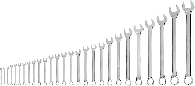 TEKTON Combination Wrench Set, 27-Piece | WCB90216 | (6 - 50 mm, Common Sizes), Chrome Finish