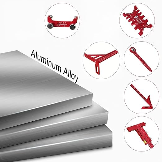 Woodworking Measuring Tools with Box, Aluminum Scribeing Ruler, Multi-Purpose Marking Ruler, Precision Layout Measuring Tool Carpentry Square Kits for Engineer Carpenter (7pcs with Box)