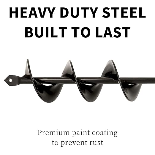 TCBWFY Auger Drill Bit for Planting,1.6"x12"Solid Shaft Garden Auger Drill Bit with Extensive Spirals,Spiral Hole Drill Bit for Planting Bulbs,Flowers,Post Holes,Earth Auger for 3/8"Hex Drive Drill