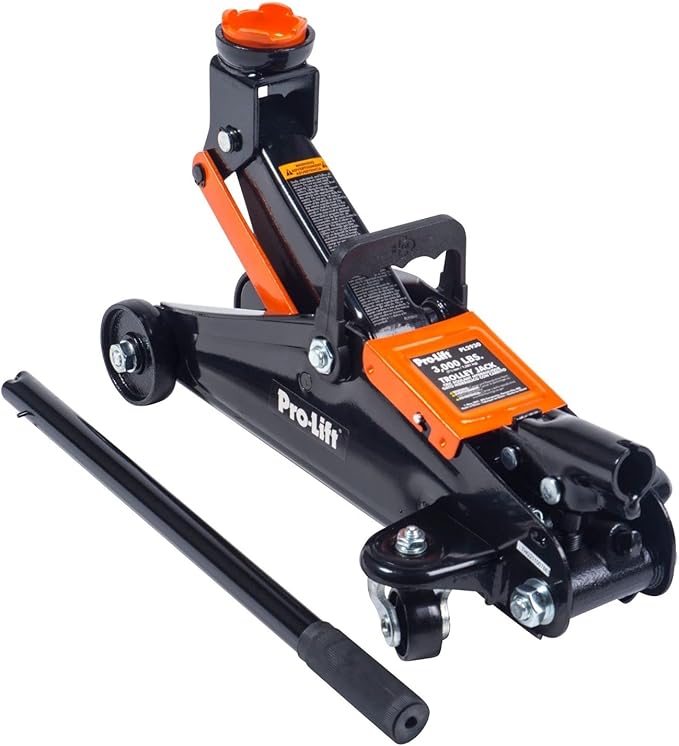 Pro-Lift Hydraulic 1.5 Ton Trolley Jack Car Lift with Blow Molded Storage Case - 3000 LBS Capacity Orange