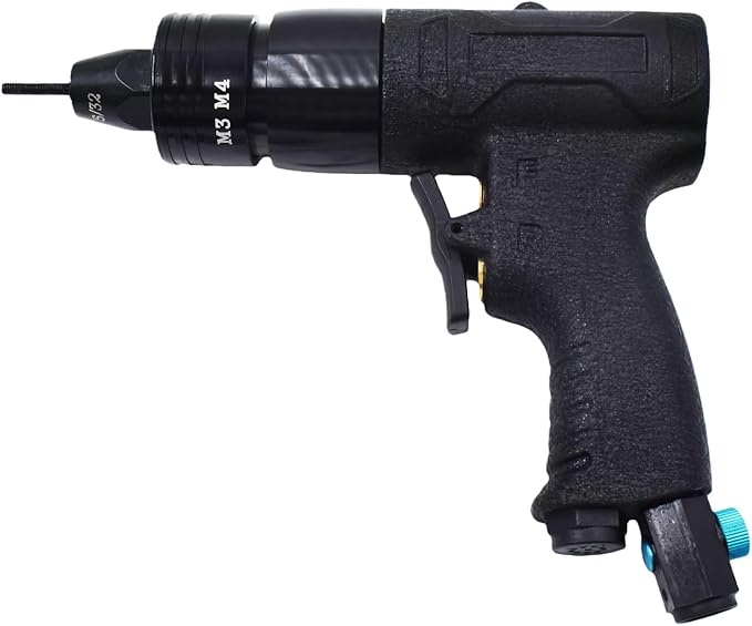Pneumatic Rivet Nut Gun Air Rivet Nut Pull Setter Riveting Fastening Tool With 3/16 5/32 Riveting Mandrels Quick Change Locking Nozzle Bolts Adapter Drill For Air Rivet Nut Insert Installation Tool