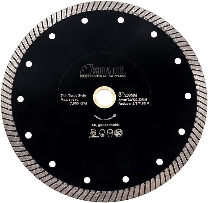 SHDIATOOL Diamond Turbo Blade 8 - Inch Super Thin Cutting Disc for Porcelain Ceramic Tile Granite Dia 200mm