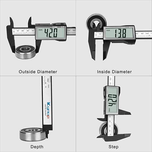 Kynup Caliper Measuring Tool, Digital Caliper Outside Micrometer with Large Screen, Caliper Tool for Mechanics, Jewelers, Woodworkers, Inch and Millimeter Conversion (6Inch)