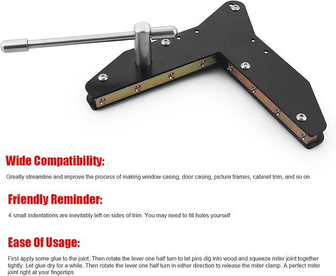 Miter Clamps Aluminum Alloy Compatible with Woodworking/Corner Clamps Fit for Making Window Casing, Door Casing, Picture Frames, Cabinet Trim (1pcs)