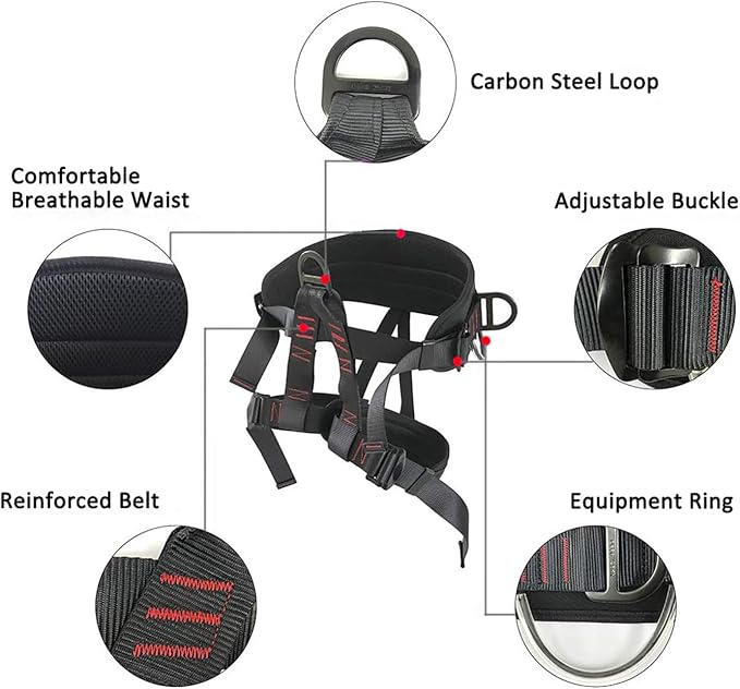Adjustable Thickness Climbing Harness Half Body Harnesses for Fire Rescuing Caving Rock Climbing Rappelling Tree Protect Waist Safety Belts