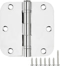 30 Pack Ball Bearing Round Polished Chrome Door Hinges 3.5 Inch 5/8" Radius Anti Squeak Interior 3-1/2"Flat Bifold Standard Bedroom Indoor for Doors 3 ½" Hardware Essentials Home Decor Accessories