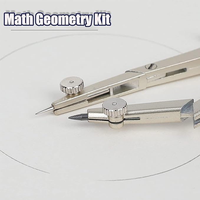 13 Pieces Geometry Set Compass Geometry Tools Math Compass and Protractors Set Metal Drawing Compass Precision Set Graphic Compasses Triangle Rulers Pencils Protractor with Storage Case