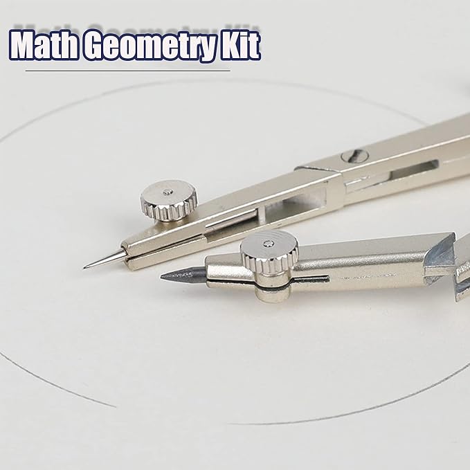 Compass Geometry Tool, 13PCS Compass and Protractors Set Math Geometry Drawing Tool Precision Set Graphic Compasses Triangle Rulers Pencils Protractor with Storage Case (Brown)