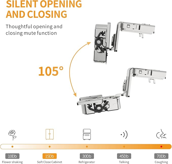 Chibery 10 Pack 1-3/8" Overlay 4D Soft Close Concealed Hinges for Face Frame Door, Adjustable Closing Speed, Smooth Slow Self Close Hinges, Satin Nickel, 105° Open Angle Stainless Steel Cabinet Hinges