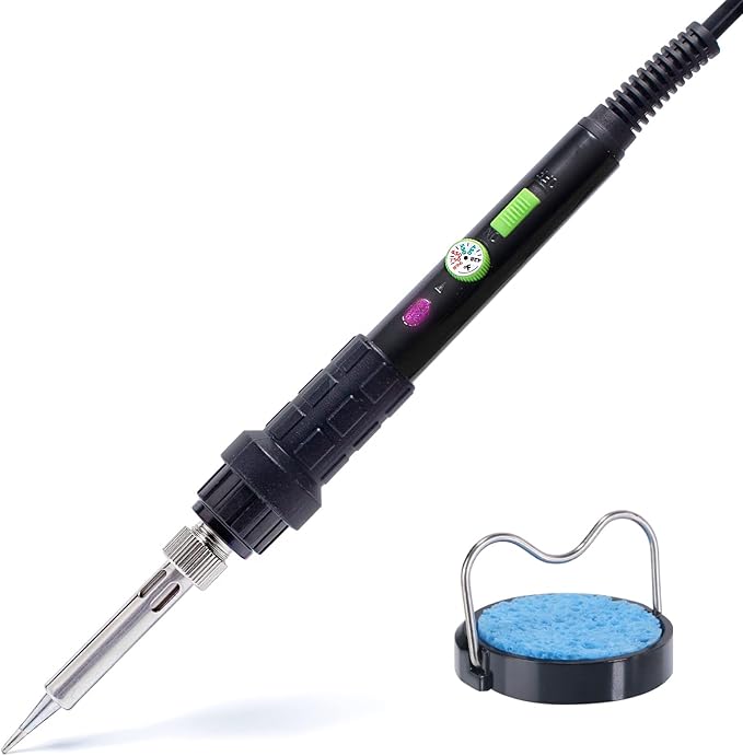 YIHUA 947-III 60W Soldering Iron Kit Temperature Adjustable 428-896°F 2-IN-1 Soldering Kit with Simple Soldering Iron Stand and Cleaning Sponge 110V US Power Plug