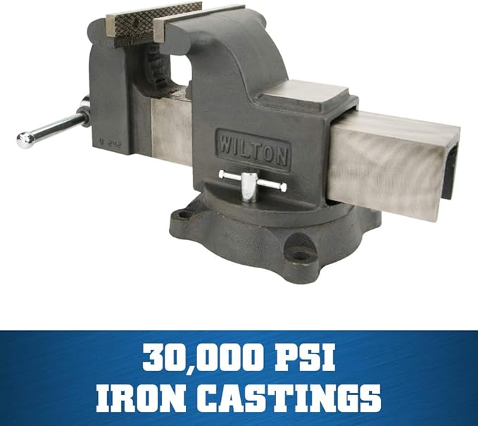 Wilton Shop Bench Vise, 6" Jaw Width, 6" Max Jaw Opening, 3-1/2" Throat (Model WS6), Gray