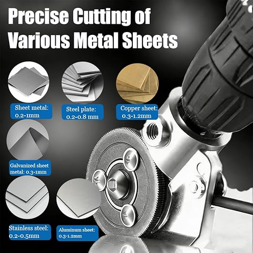 Titanium Drill Nibbler – Sheet Metal Cutting Tool,Sheet Metal Cutter Drill Attachment,Electric Drill Plate Cutte Attachment with Adapter,for Iron, White Sheet, Steel, Copper, Aluminum (1SET)