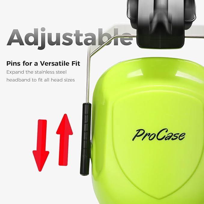ProCase Noise Reduction Ear Muffs, Sound Proof Ear Protection, NRR 28dB Noise Cancelling Headphones for Adults Kids Autism, Hearing Protection for Mowing -Neonyellow