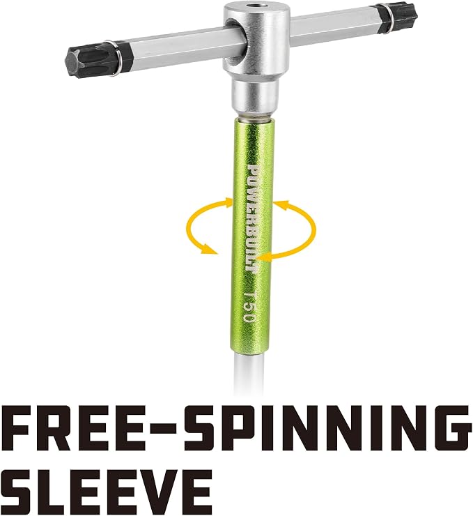 Powerbuilt 9 Pc Torx Star T-Handle Hex Allen Key Wrench Set w/ Speed Sleeves for Fast Spinning Action, Sliding Top Handle for “T” or “L” Shape, Long Shafts, Storage Rack, Auto, Bicycle, Moto - 941646