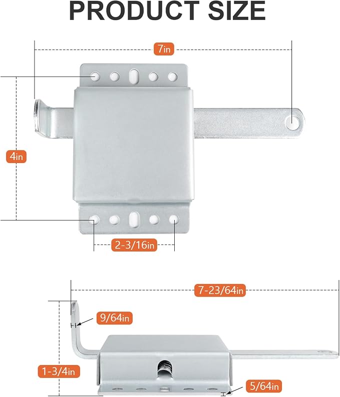 Heavy Duty Garage Door Side Lock Inside Deadlock for Most Garage Door Iron Galvanizing -2 Pack, Silver