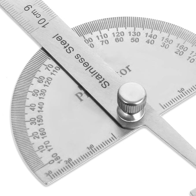 Stainless Steel Angle Protractor Miter Protractor Angle Finder 0-180 Degrees 10 Cm/6 Inch Woodworking Ruler Angle Ruler Angle Measurement Tool Metal Protractor Machinist Ruler for Measuring Map