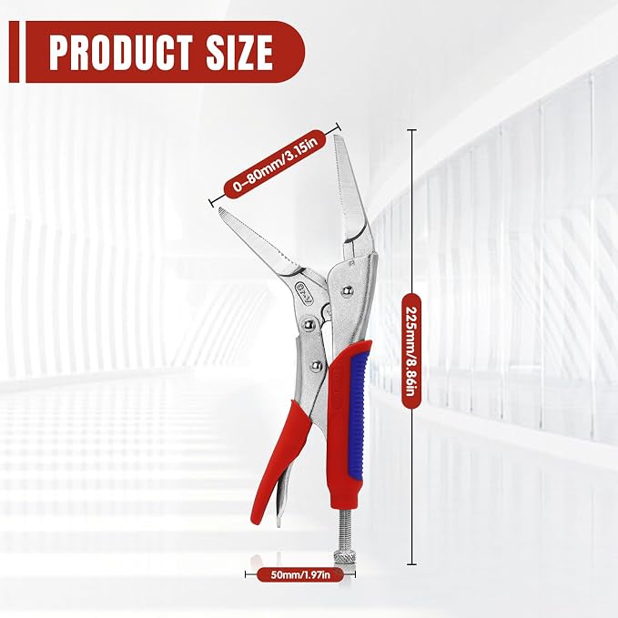 9 Inch Needle Nose Locking Pliers, CRV Material with Non-Slip TPR Grip for Automotive, Electronics & Hard-to-Reach DIY