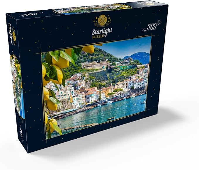 MyPuzzle Panoramic View of Beautiful Amalfi On Hills Leading Down to The Coast, Campania, Italy - Premium 300 Piece Jigsaw Puzzle for Adults