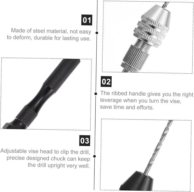 Angoily 3sets Hand Drills Vise Steel Jewelry Making Drills Pin Vise for Resin Crafting