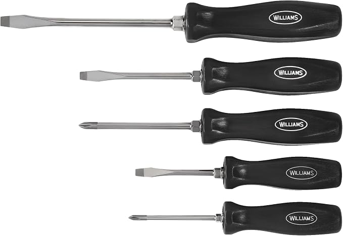 Williams 5-Piece Endurogrip Multi-Size Screwdriver Set, Keystone Slots Hex Bolster & Phillips, Comfort Grip Prevents Slippage, Extra Strength Steel Chrome Blades