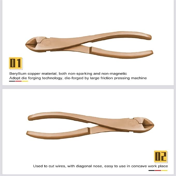 WEDO Diagonal Cutting Pliers, Side-cutting Pliers, Side Cutter, Length 150mm, Length 6 inch, Beryllium Copper, Non-Sparking, Non-Magnetic, DIN Standard, BAM & FM Certificate