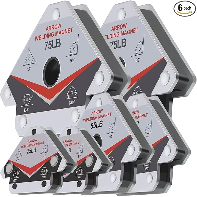GUTIMORE Welding Magnets 25LB&55LB&75LB 6Pcs Welding Magnet Set, Magnetic Welding Holder, Holding Power Welding Accessories
