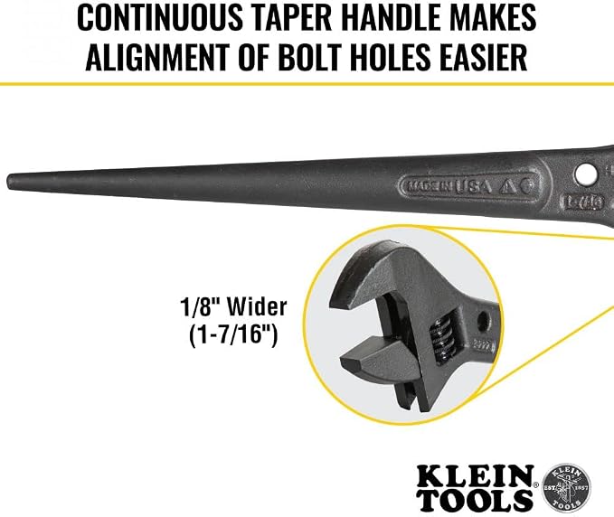 Klein Tools Adjustable Spud Wrenches (16-Inch & 10-Inch) with Tether Holes