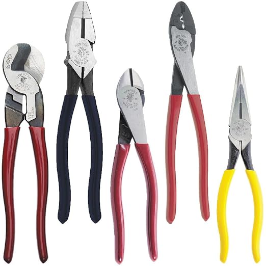 Dipped Plier Kit, Diagonal-Cutting, Needle-Nose, Side-Cutting High Leverage Linesman Pliers, Cutter and Crimper, 5-Piece Klein Tools 80031 Screwdriver Set