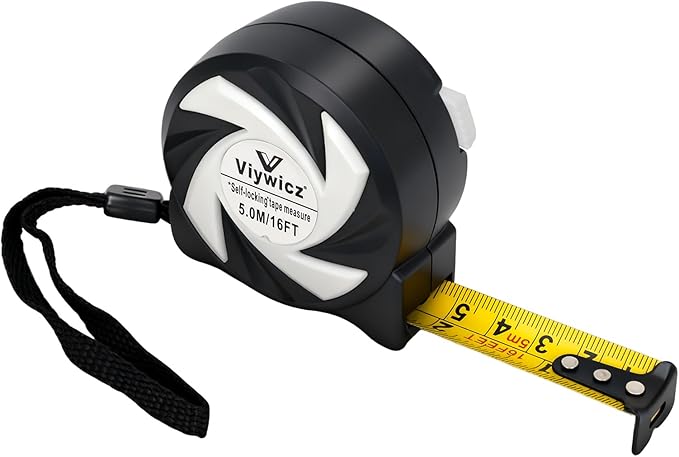 Tape Measure with Auto-Lock, 16FT/5M Professional Measuring Tape & Painters Tape, Metric Measuring with Durable Matte Blade, Gift for Craftsmen - Viywicz