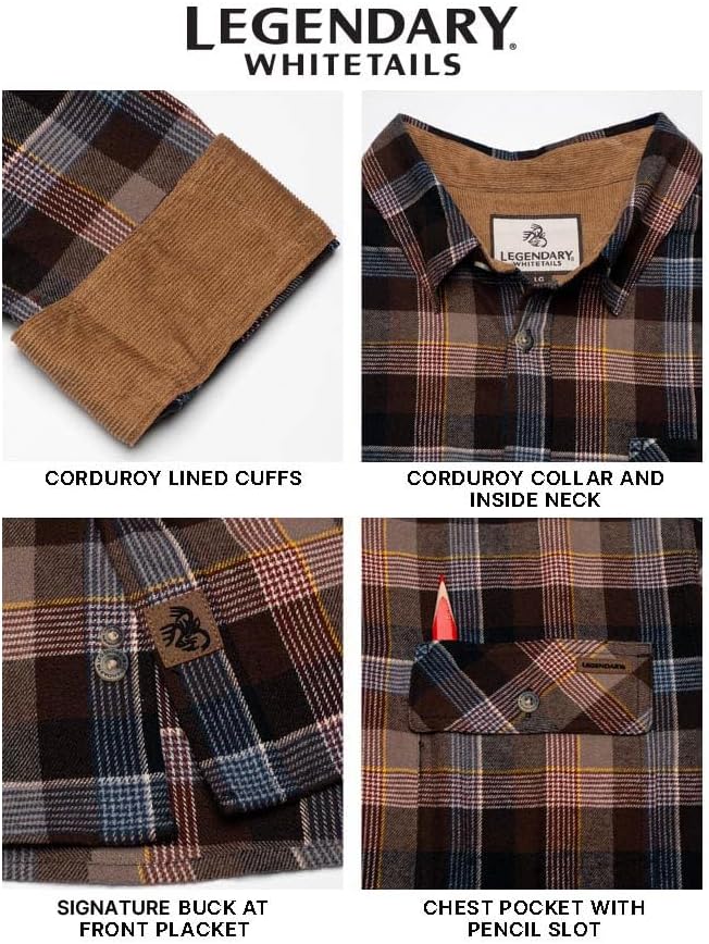 Legendary Whitetails Mens Flannel Long Sleeve Button Down 100% Cotton Shirt
