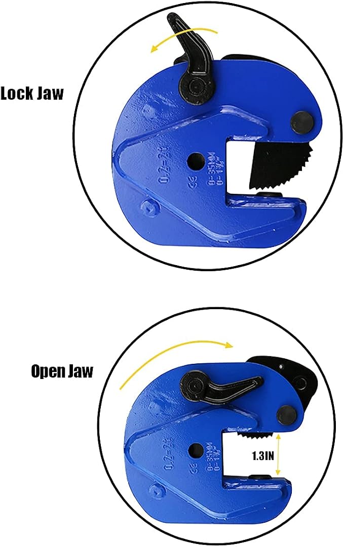 Vertical Plate Clamp, 4400lbs/2T Plate Lifting Clamp Jaw Opening up to 1.3 inch, for Lifting and Transporting