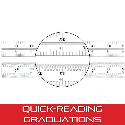 Starrett Blade Only for Combination Squares, Sets and Bevel Protractors - Ideal for Woodworking and Metalworking - 12" Length, Satin Chrome Finish, 6R Graduation - CB12-6R