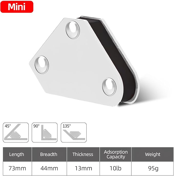 Welding Magnets Small Set,6 Pieces Welding Magnetic and Clamps Holder 25LB & 10LB,2Pcs Arrow,2Pcs Hexagon,2Pcs Mini,Power Welding Accessories and Tools,Welding for Car,Angle Magnets for Welding