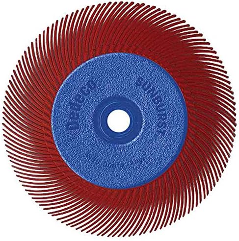 Dedeco Sunburst Radial Bristle Disc 1 Pack - 6 1/2" Curved - 1/2" Arbor - Red 220 Grit (Standard) - Aluminum Oxide for Polishing & Finishing
