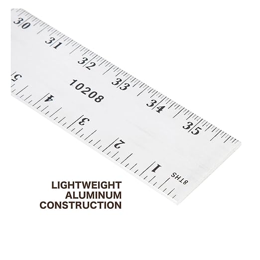 Mayes 10208 36 Inch Straight Edge Aluminum Ruler, Heavy Duty 36 Inch Ruler with Standard Measurements, Extra Thick Precision Straight Edge, Made in USA